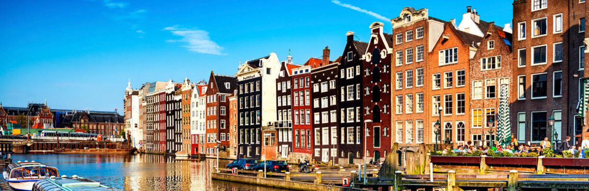 Houses along the water in Amsterdam.
