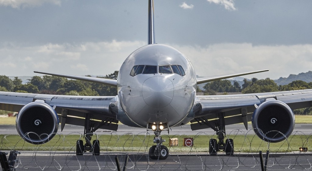 An airplane on the tarmac.