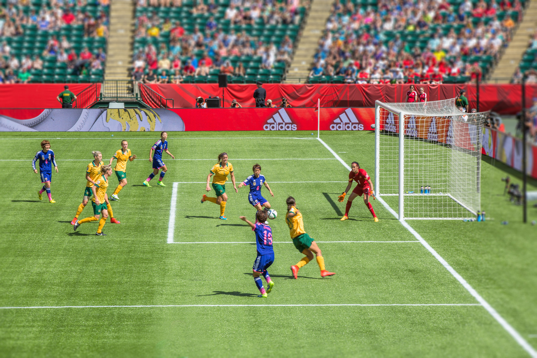 Women playing soccer at the FIFA women's world cup 2021.