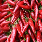 A bunch of red chili peppers.