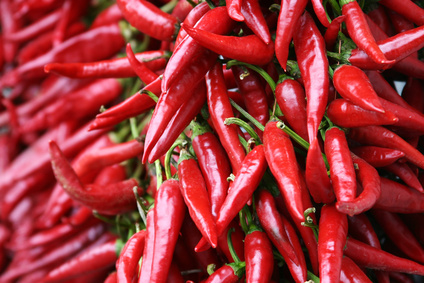 A bunch of red chili peppers.