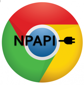 The Google Chrome logo with the letters N P A P I with an icon of an electrical plug next to them.