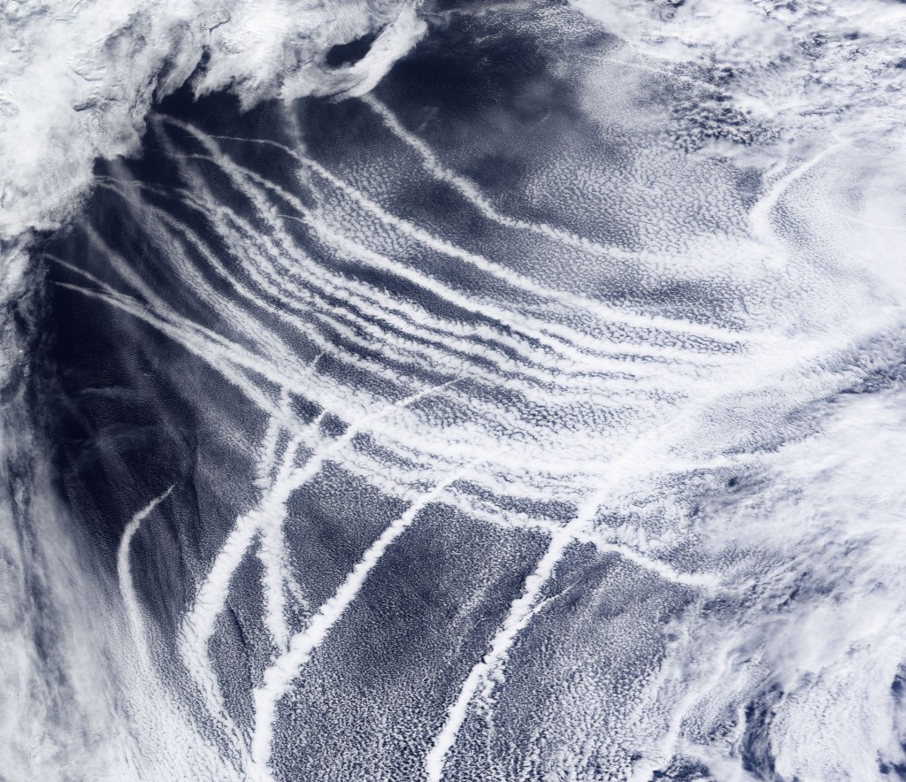 An aerial view of clouds over Alaska.