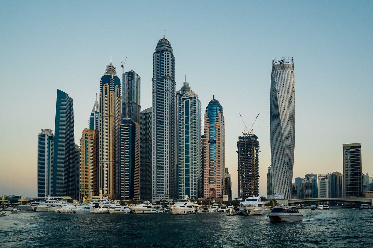 Skyscrapers in the city of Dubai.