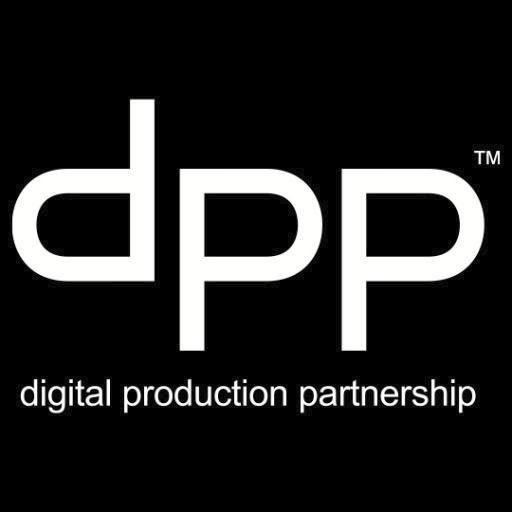 The letters D P P and the words digital production partnership in white text on a black background.