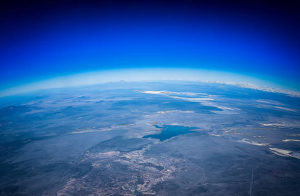 The earth seen from the upper atmosphere.