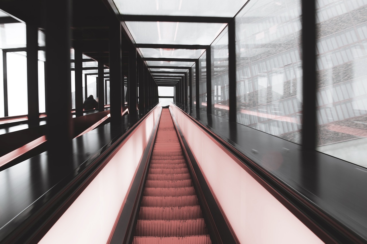 An empty escalator.