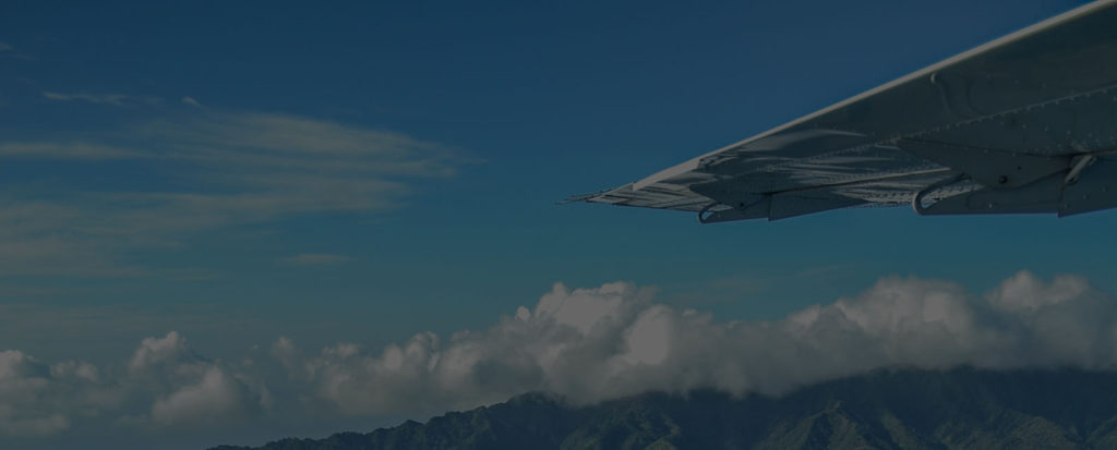 The underside of an airplane wing.