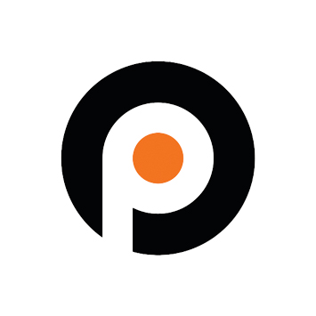 The Post Office Films logo, which is a white p inside a black circle with an orange circle inside the P.