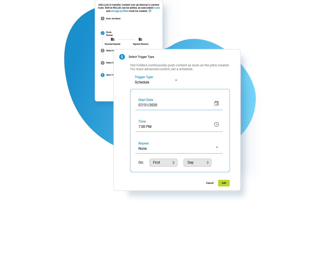 A screenshot showing how to schedule transfers in Jet.