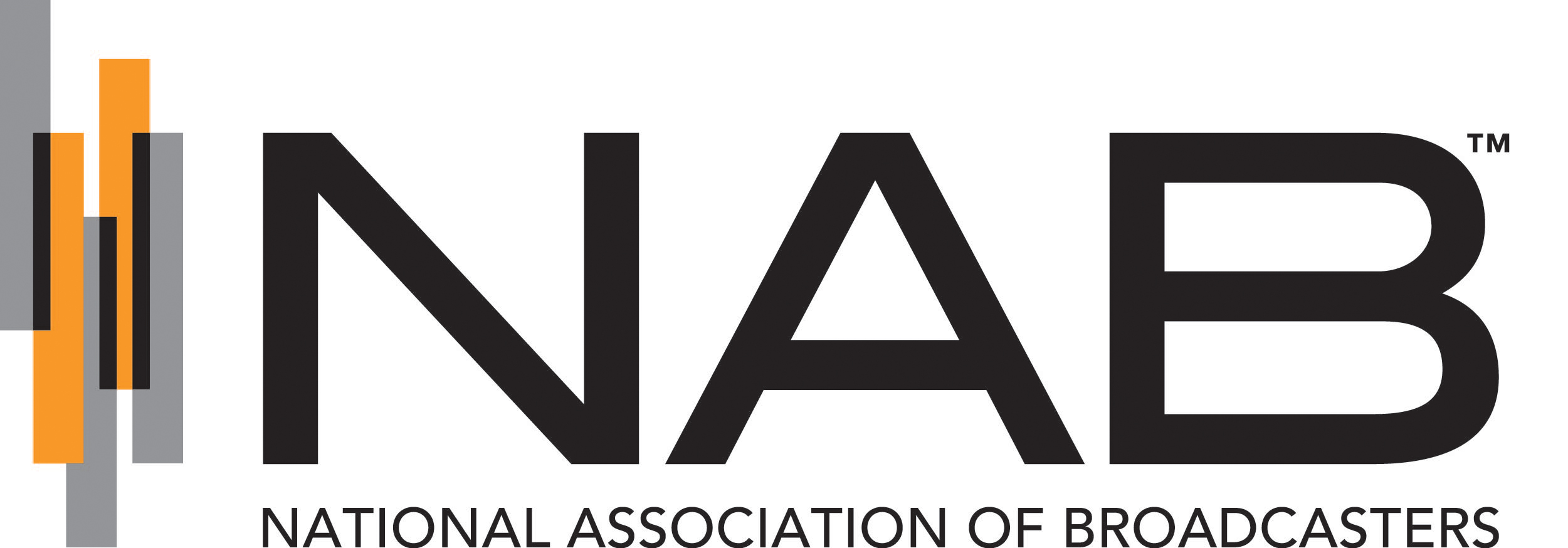 The word nab in black text over the words national association of broadcasters in black text.