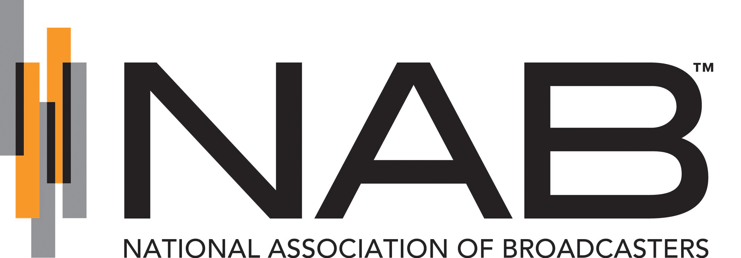 8679-2_NAB_logos_cs The word nab in black text over the words national association of broadcasters in black text.