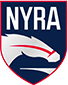 They Nyra logo which is a navy blue shield with a red outline and a racing horse on it.