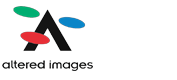 A black A with red, green and blue ovals around it above the words altered images.