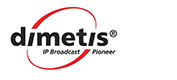 The words Dimetis I P broadcast pioneer in black text with a red circle through dimetis.