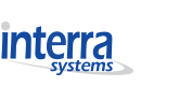 The words interra systems in blue text.