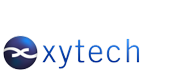 The word x y tech in blue text, next to a blue circle with white lines on it.