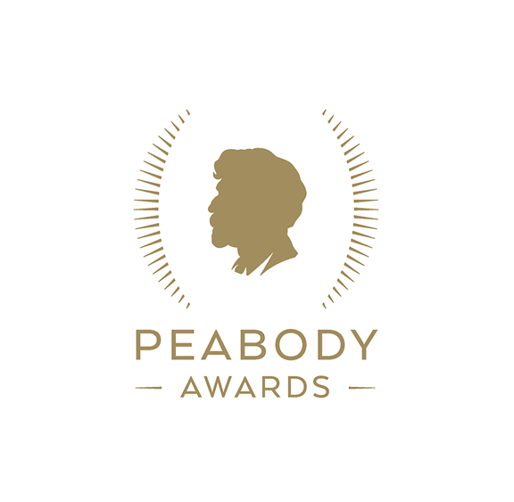The words Peabody Awards in gold text underneath the Peabody Awards logo.