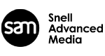 The word sam in white text in a black circle next to the words Snell Advanced Media.