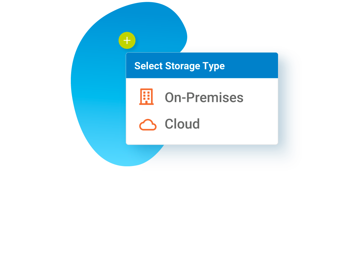 A menu in Jet to select storage types.