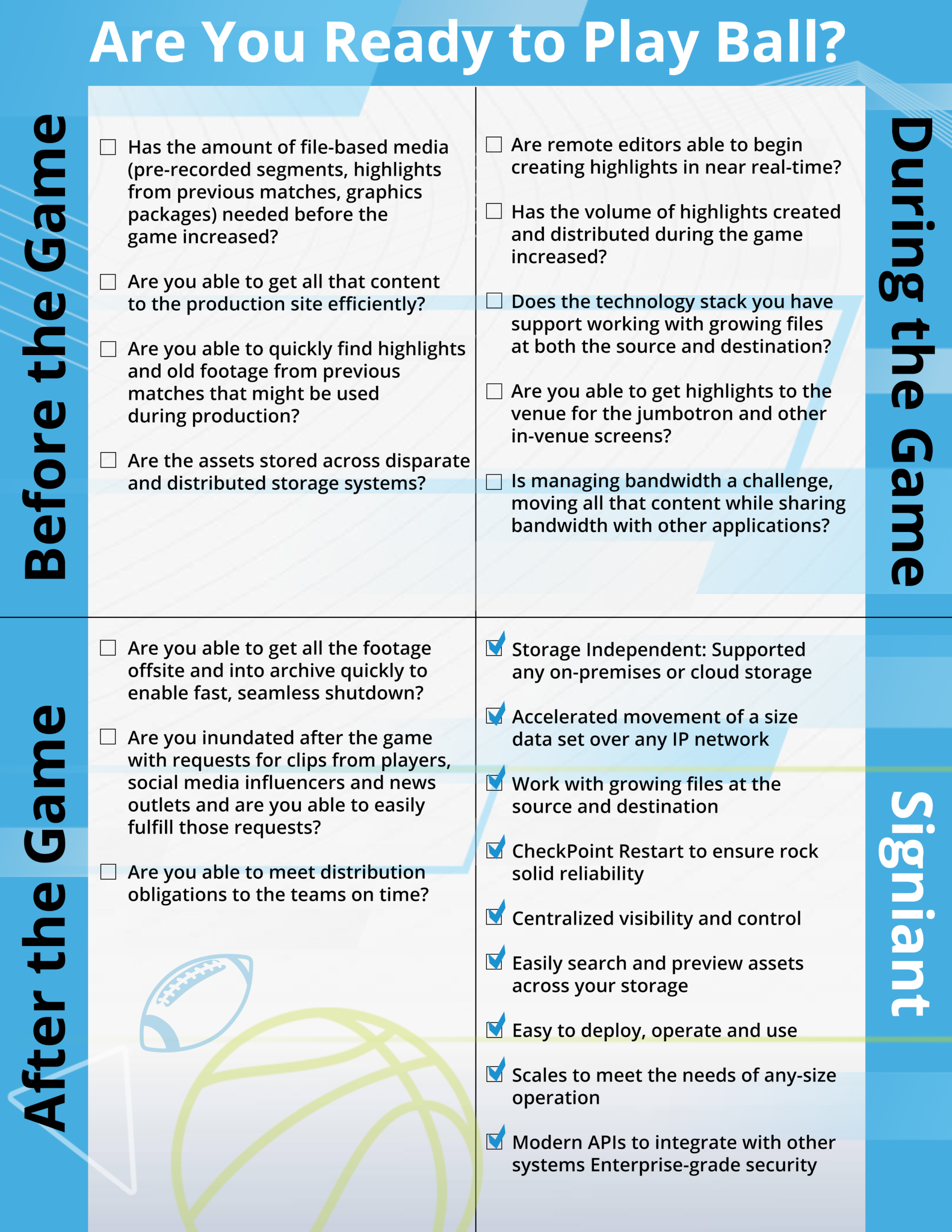 Sports Media Content Checklist