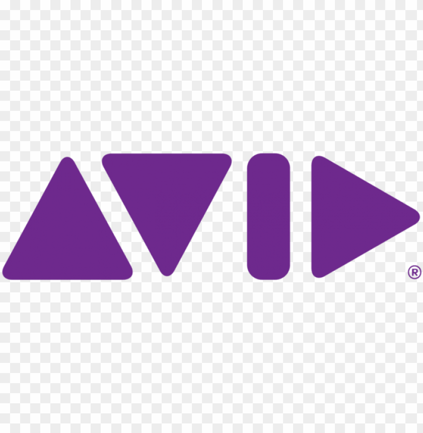 Avid logo made out of purple triangles.