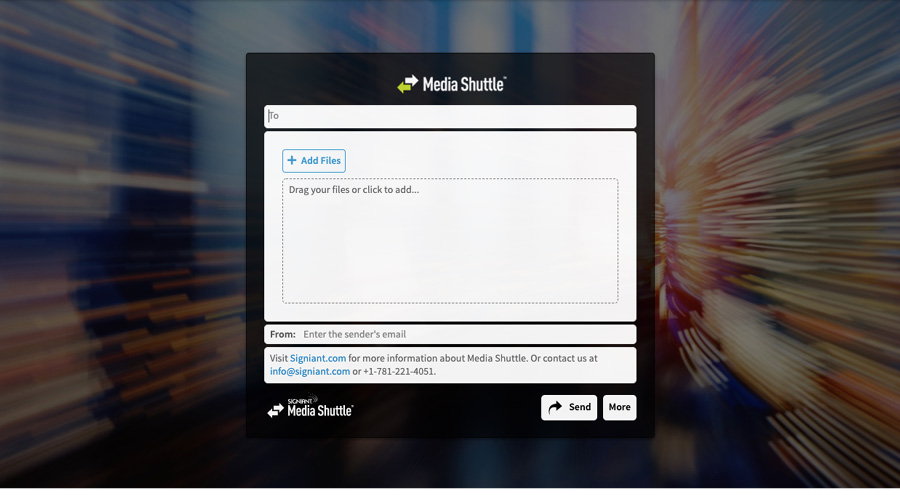 Media Shuttle Send Portal Interface