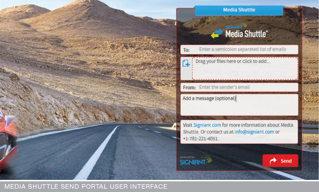 Media Shuttle Send Portal User Interface