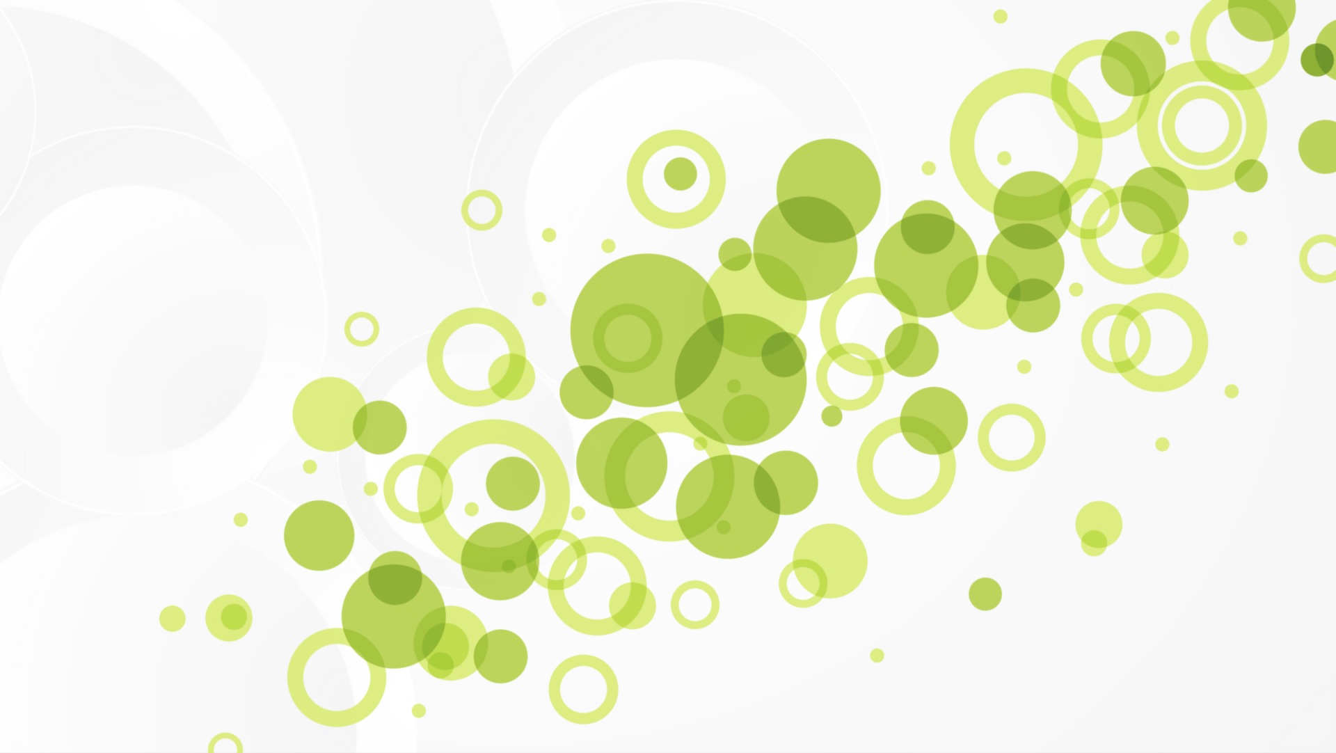 Green bubbles in a line with white background