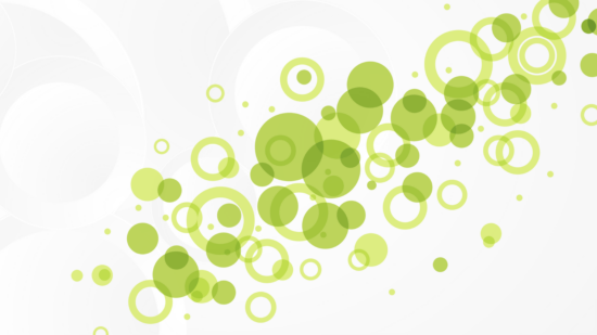 Green bubbles in a line with white background