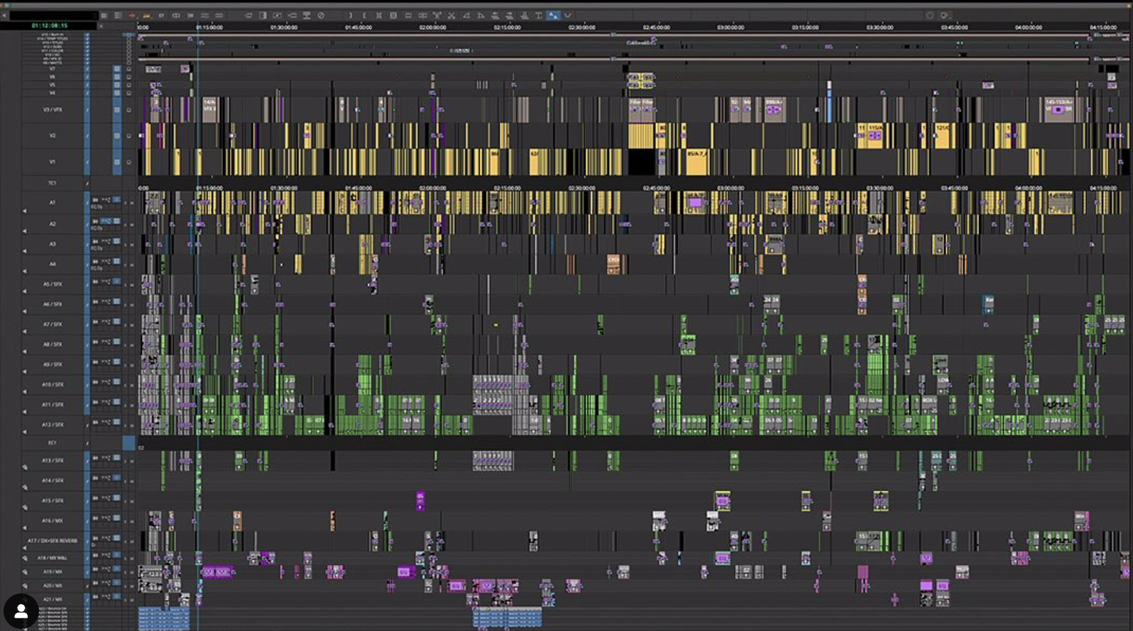 The Brutalist Avid timeline